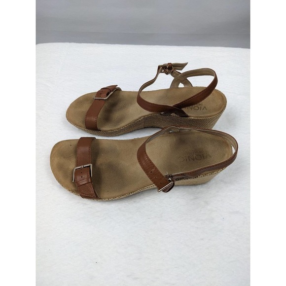 Vionic Enisa Platform Sandal Brown 9 Adjustable Buckle Ankle Strap Arch Support - Picture 2 of 7